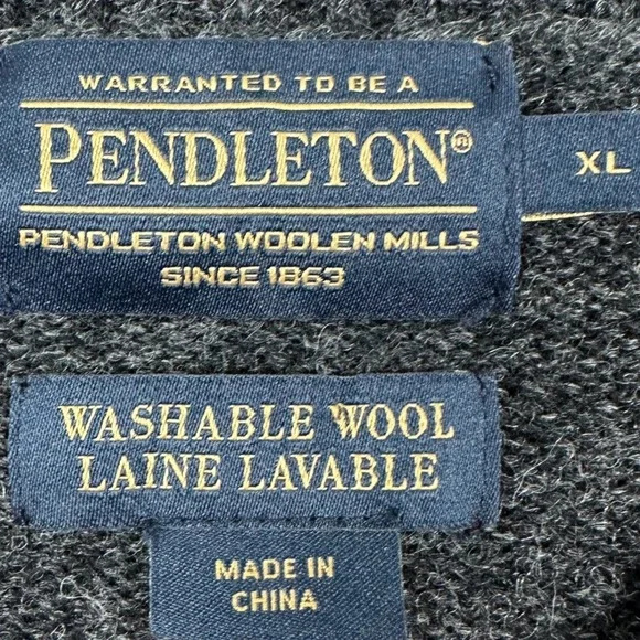 Pendleton Woolen Mills Mens XL Sweater Crewneck Dark Gray Shetland Wool Pullover